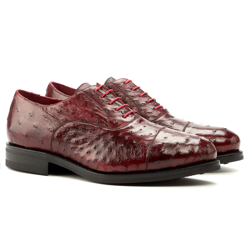 Emanuele Sempre Oxford Ostrich Shoes Red