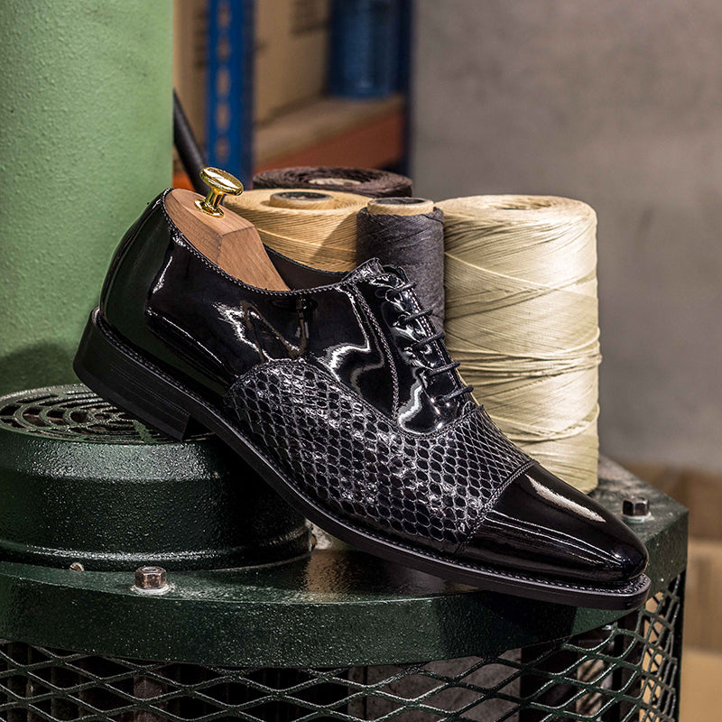 Emanuele Sempre Oxford Python Shoes Black