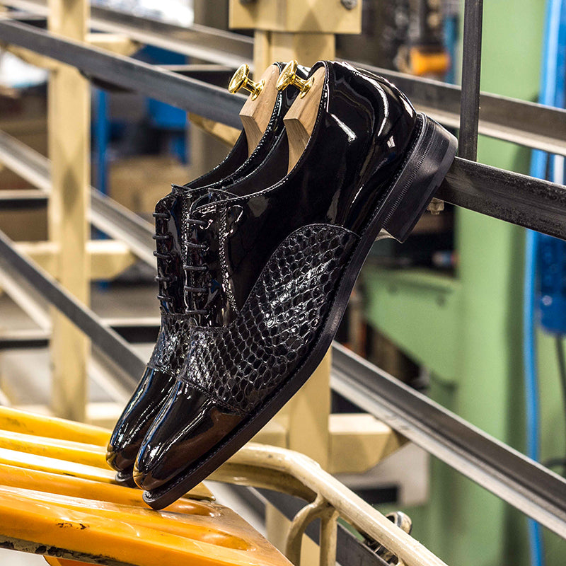 Emanuele Sempre Oxford Python Shoes Black