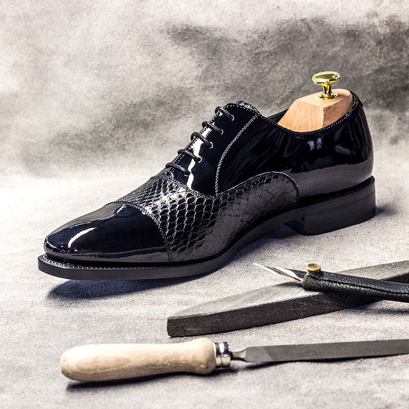 Emanuele Sempre Oxford Python Shoes Black