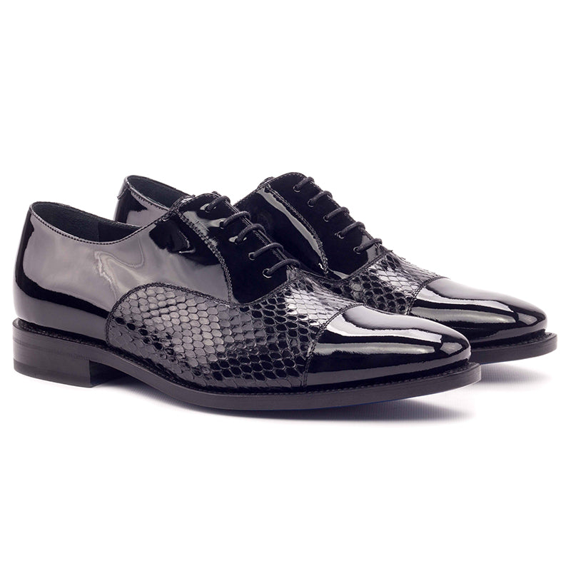 Emanuele Sempre Oxford Python Shoes Black