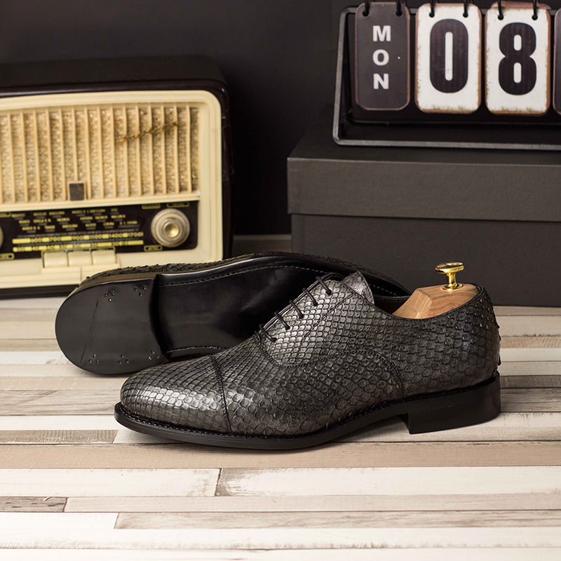 Emanuele Sempre Oxford Python Shoes Grey