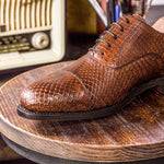 Emanuele Sempre Oxford Python Shoes Med Brown