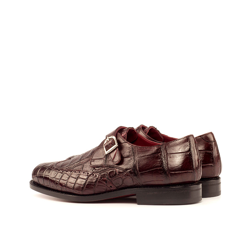 Emanuele Sempre Single Monk Alligator Shoes Burgundy