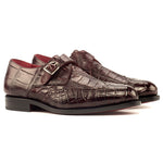 Emanuele Sempre Single Monk Alligator Shoes Burgundy