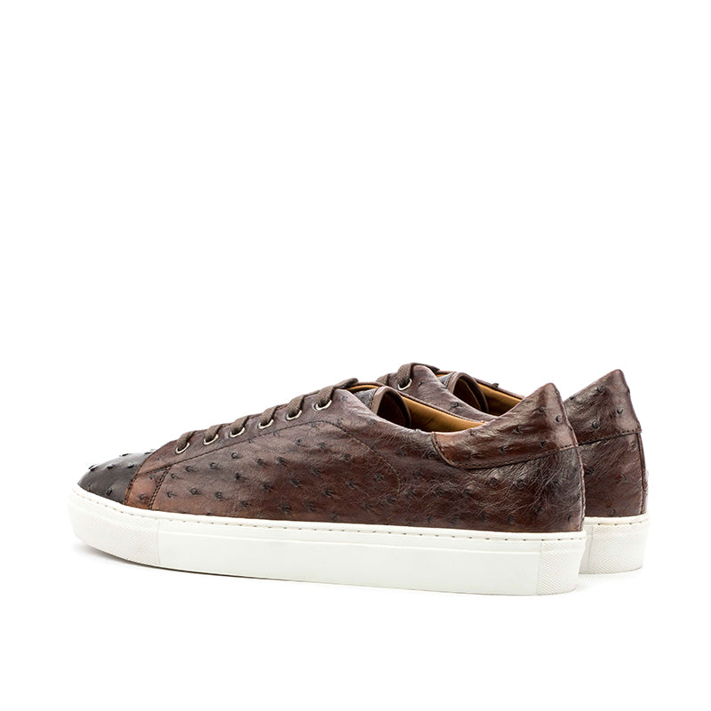 Emanuele Sempre Trainer Ostrich Sneakers Dark Brown/Med Brown
