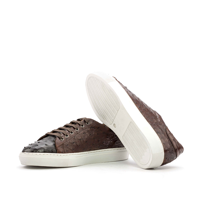 Emanuele Sempre Trainer Ostrich Sneakers Dark Brown/Med Brown