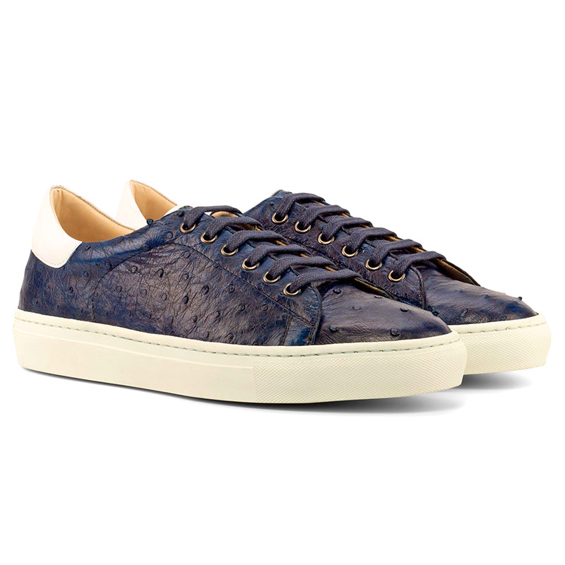 Emanuele Sempre Trainer Ostrich Sneakers Navy/White