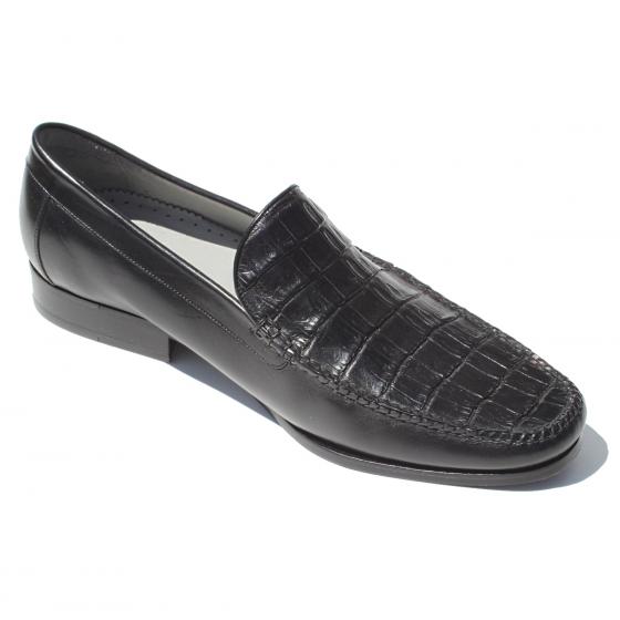 Alan Payne Black Genuine Crocodile &amp;amp;amp; Nappa Leather Loafers  
