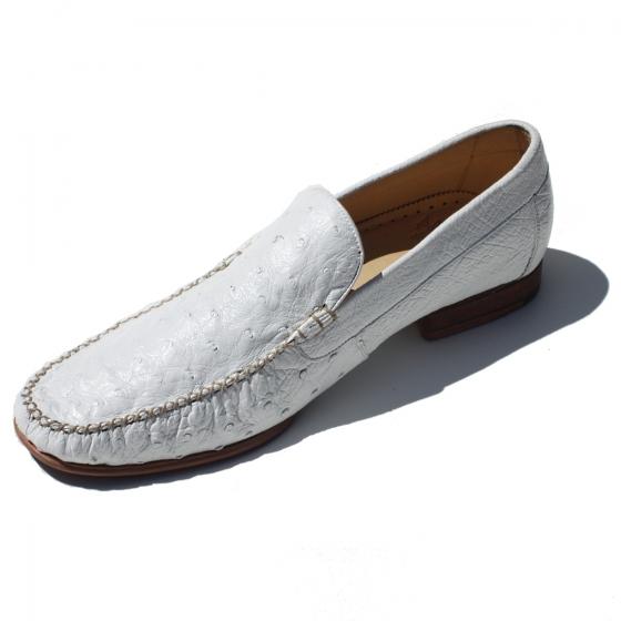 Alan Payne White Genuine Ostrich Loafers  