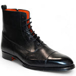 Emilio Franco Artigiana Fausto Leather/Pebble Grain Leather Shoes Black