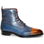 Emilio Franco Artigiana Fausto Leather/Pebble Grain Leather Shoes cognac/Navy