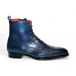 Emilio Franco Artigiana Fausto Leather/Pebble Grain Leather Shoes Navy