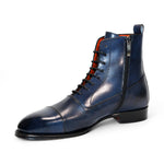 Emilio Franco Artigiana Fausto Leather/Pebble Grain Leather Shoes Navy