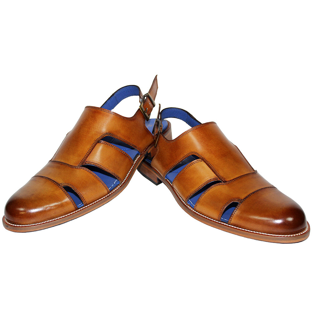 Emilio Franco Catania Calfskin Sandals Cognac