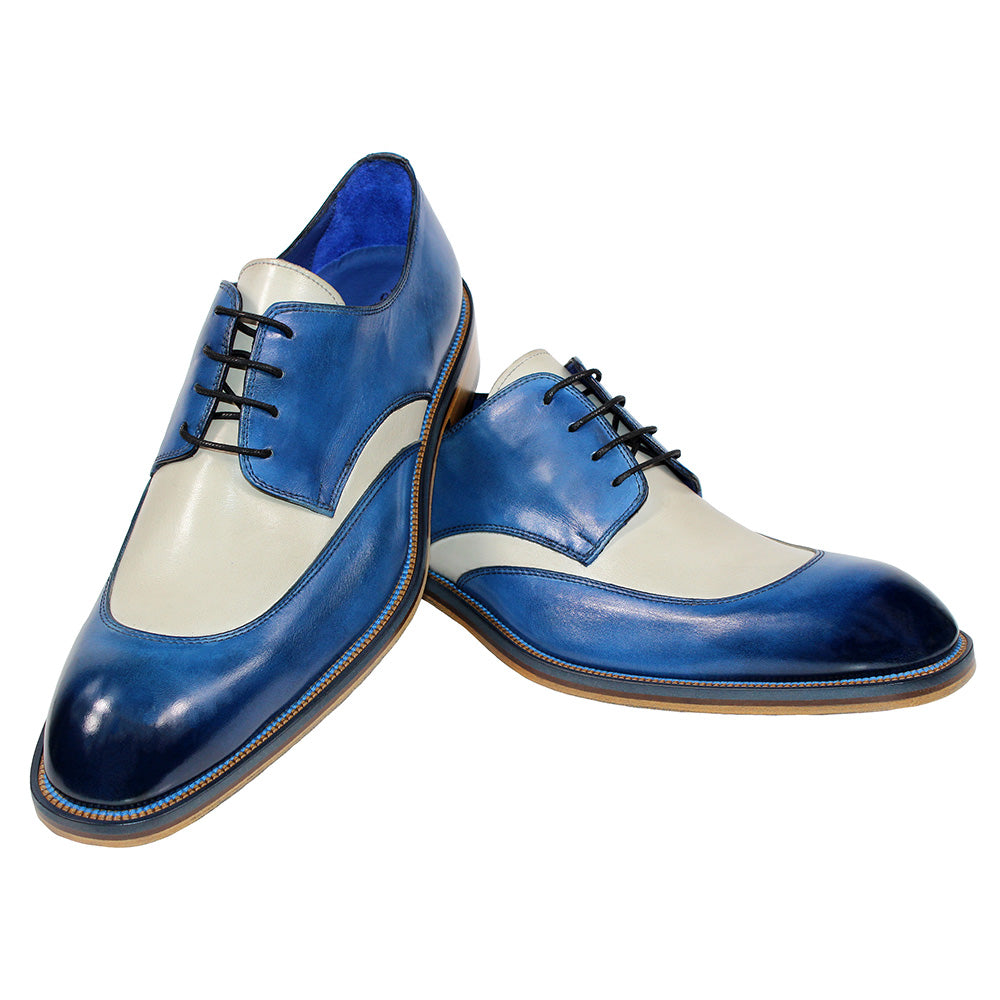 Emilio Franco Cosimo Calfskin Shoes Ocean Blue / Bone