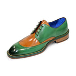 Emilio Franco Cosimo Calfskin Shoes Ocean Green/Cognac