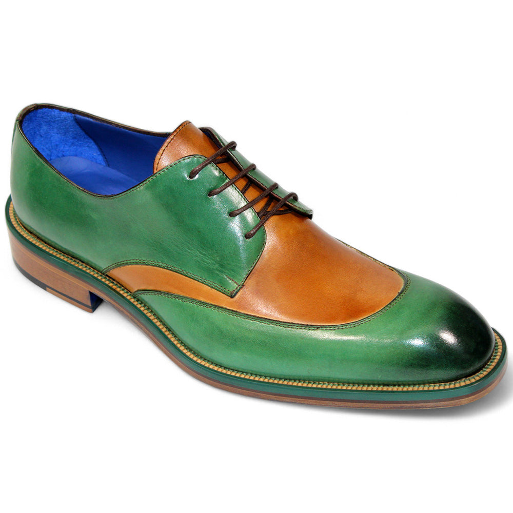 Emilio Franco Cosimo Calfskin Shoes Ocean Green/Cognac