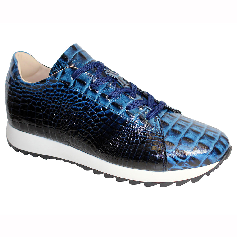 Emilio Franco Cosimo Leather Print Sneakers Blue