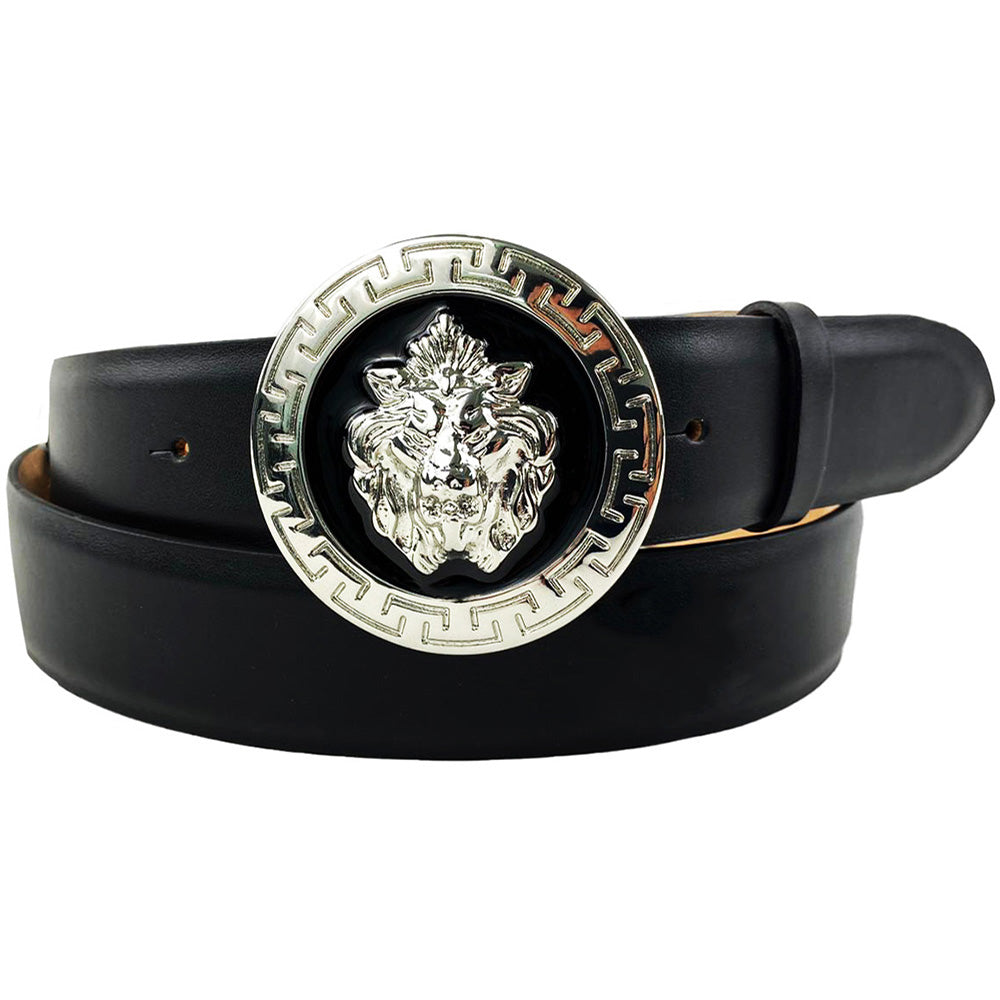 Emilio Franco Couture BL40 Calfskin Belt Black / Black-Silver