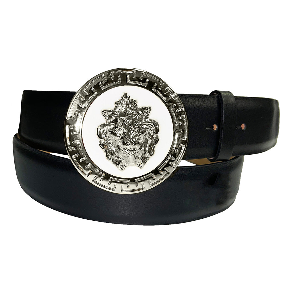 Emilio Franco Couture BL40 Calfskin Belt Black / White-Silver