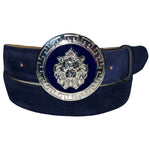 Emilio Franco Couture BL40 Suede Belt Navy / Silver