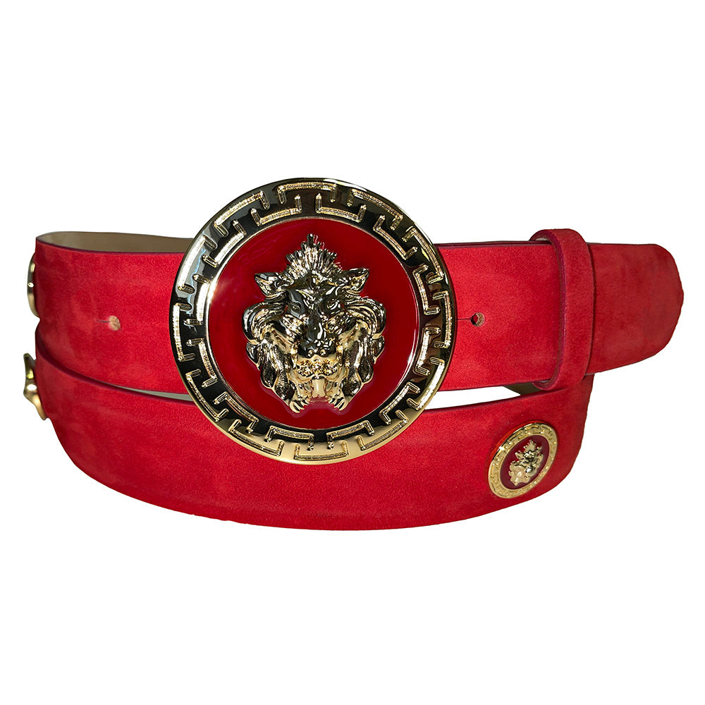 Emilio Franco Couture BM40 Suede Belt Red / Gold
