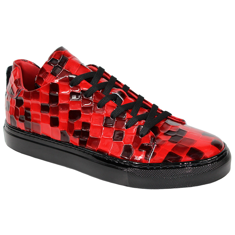 Emilio Franco Couture EF99 Patent Croco Print Sneakers Red / Black Multi
