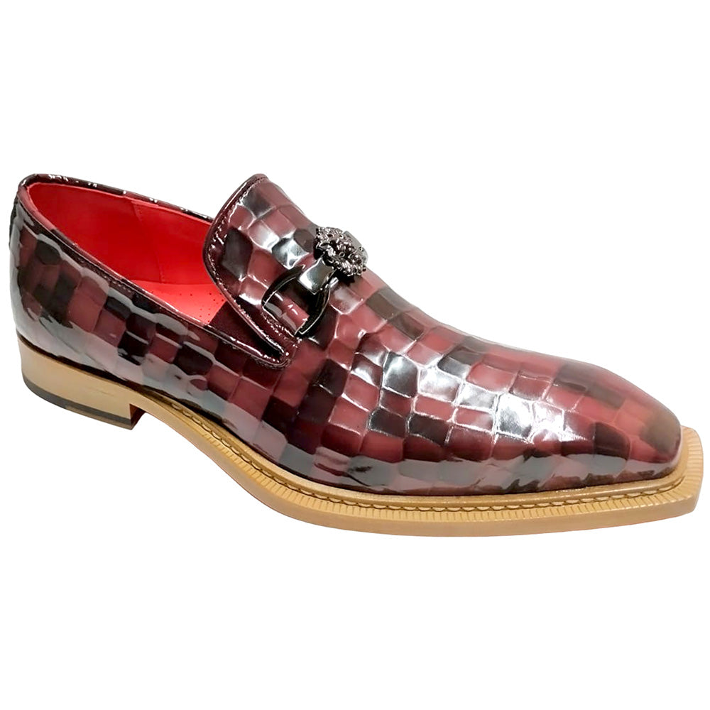 Emilio Franco Couture Narciso Patent Croco Multi Print Shoes Burgundy Combo
