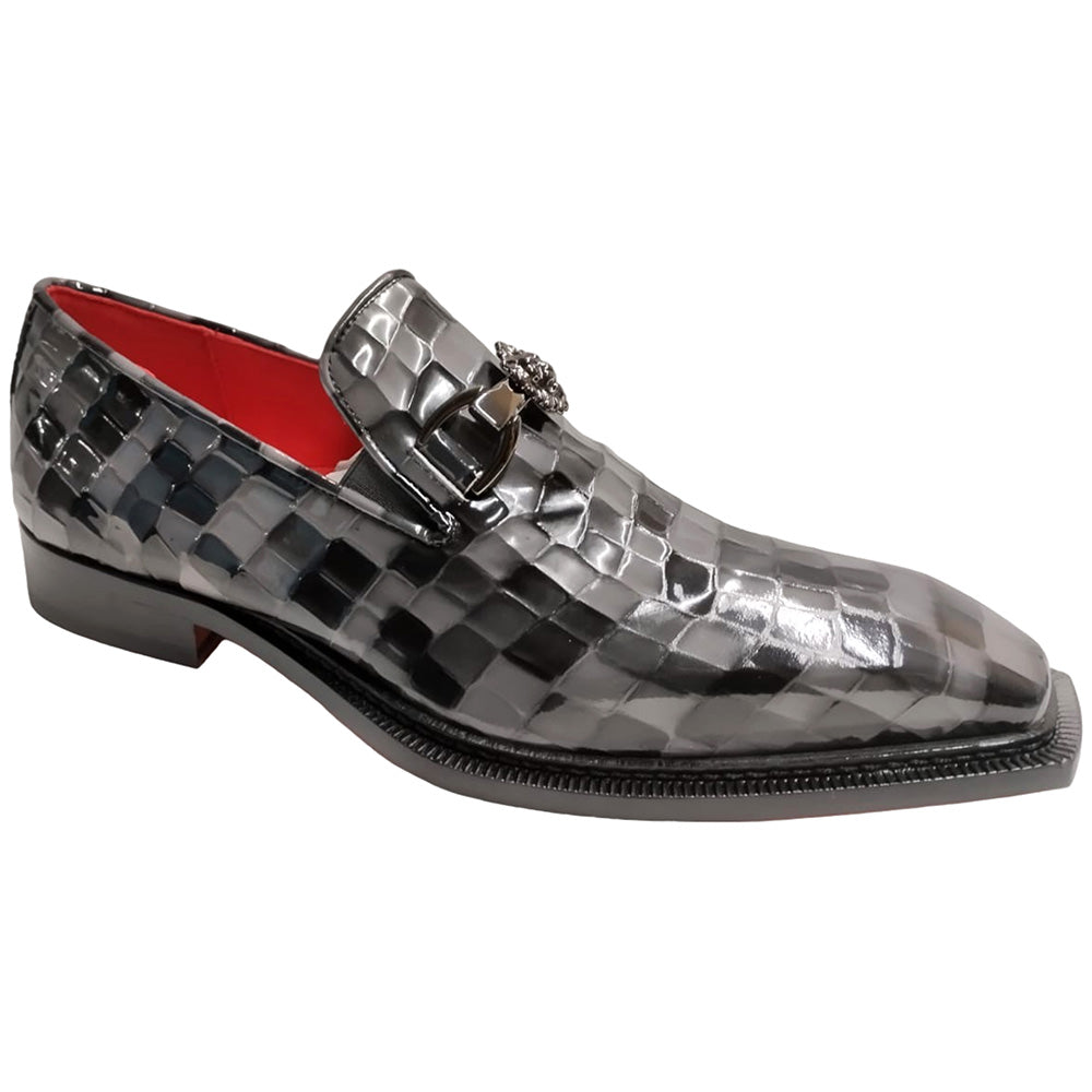 Emilio Franco Couture Narciso Patent Croco Multi Print Shoes Grey Combo