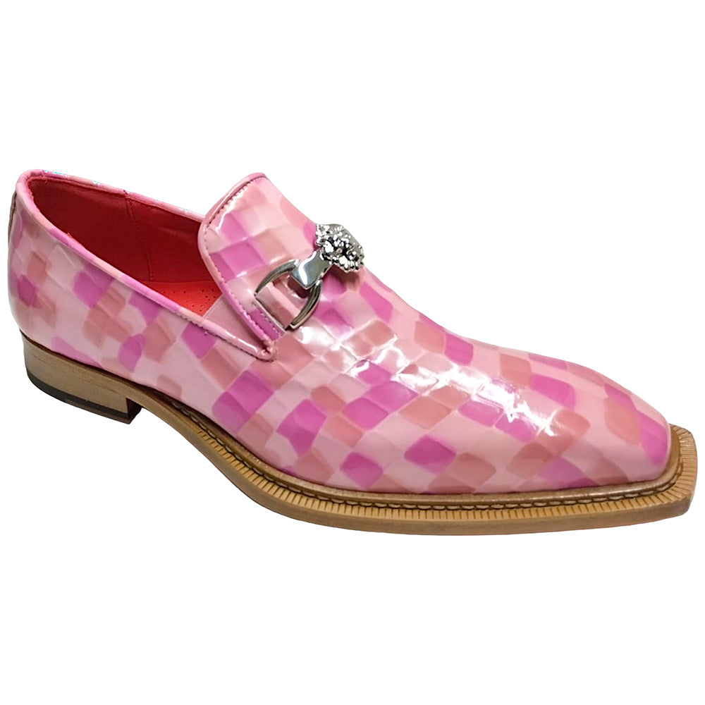 Emilio Franco Couture Narciso Patent Croco Multi Print Shoes Pink Combo