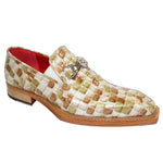 Emilio Franco Couture Narciso Patent Crocodile Print Shoes Multi Beige