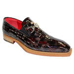 Emilio Franco Couture Narciso Patent Crocodile Print Shoes Multi Burgundy