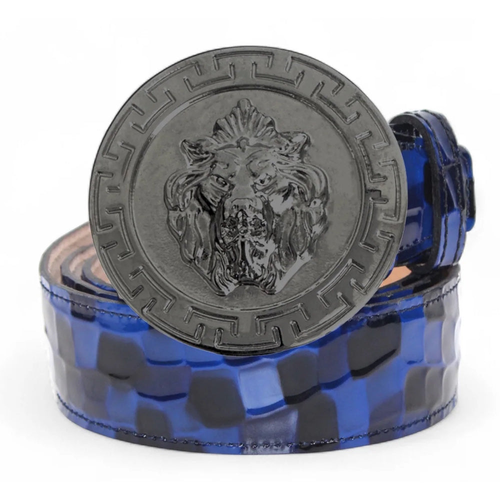 Emilio Franco Couture NS1 Patent Croco Print Belt Dark Blue Combo