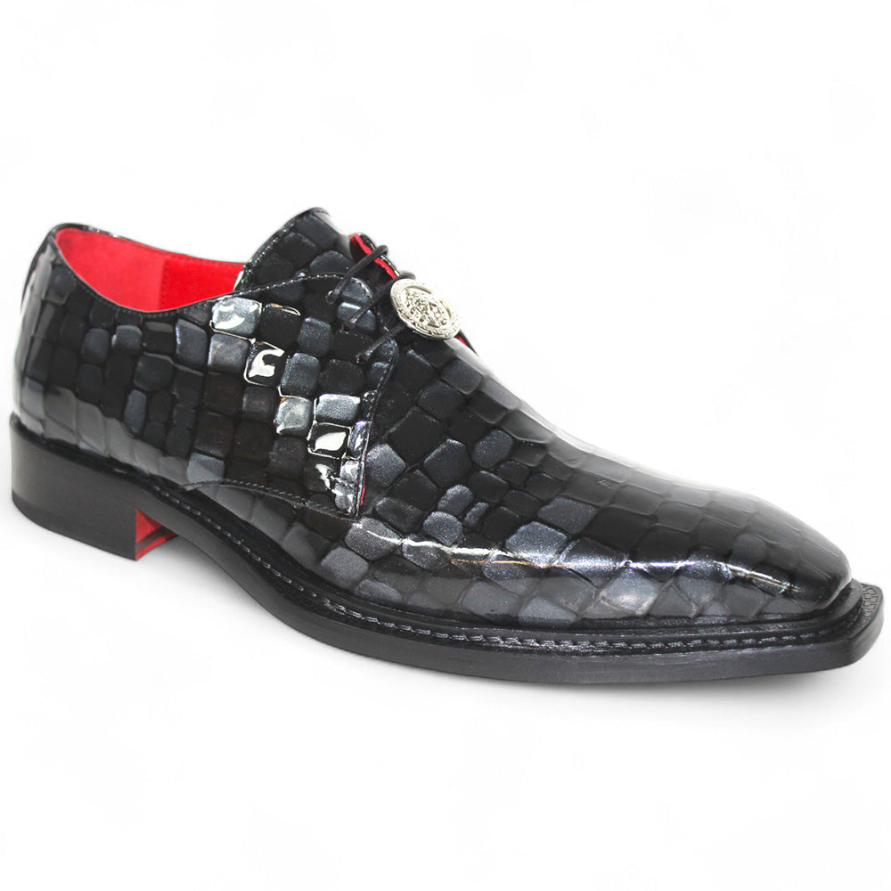 Emilio Franco Couture Santo Patent Croco Print Shoes Black Combo