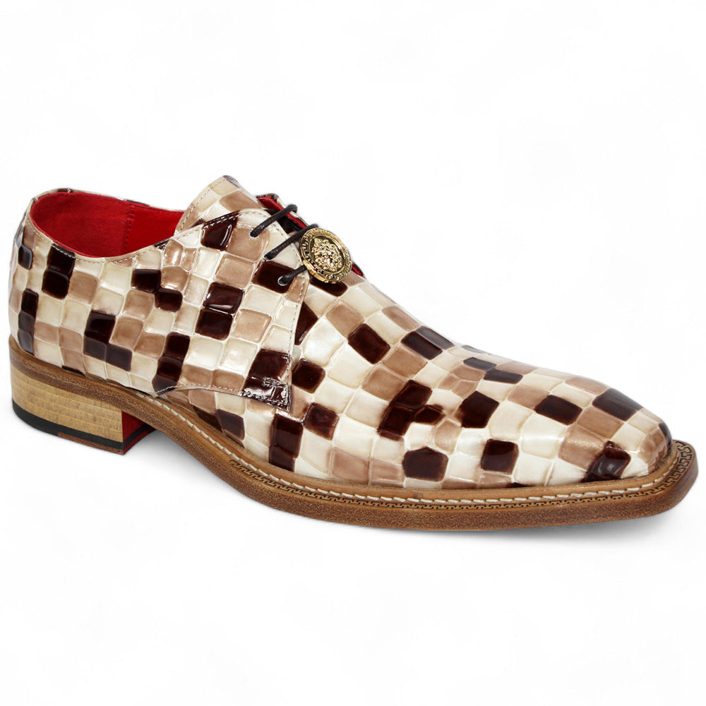 Emilio Franco Couture Santo Patent Croco Print Shoes Brown Combo