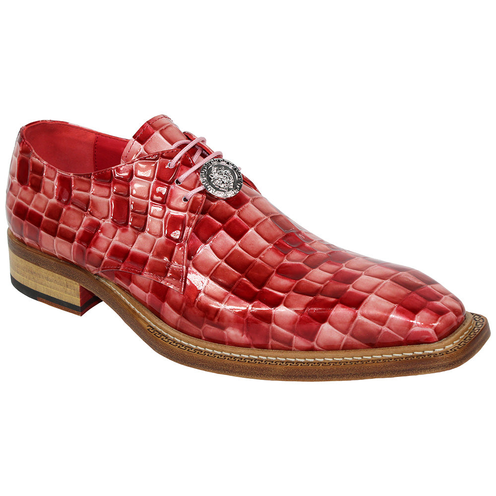 Emilio Franco Couture Santo Patent Croco Print Shoes Pink Multi