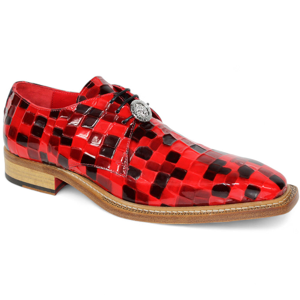 Emilio Franco Couture Santo Patent Croco Print Shoes Red Black Multi