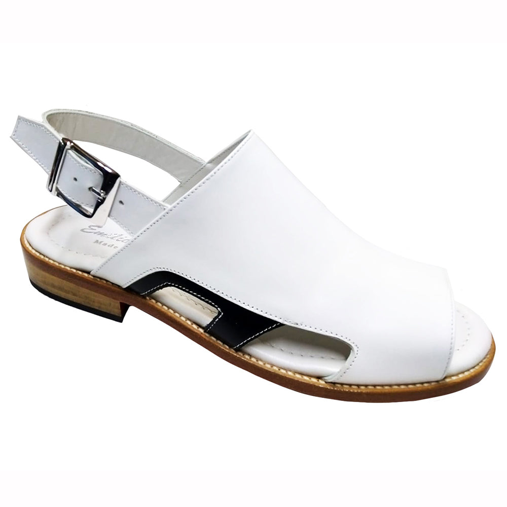 Emilio Franco EF122 Leather Sandals White / Black