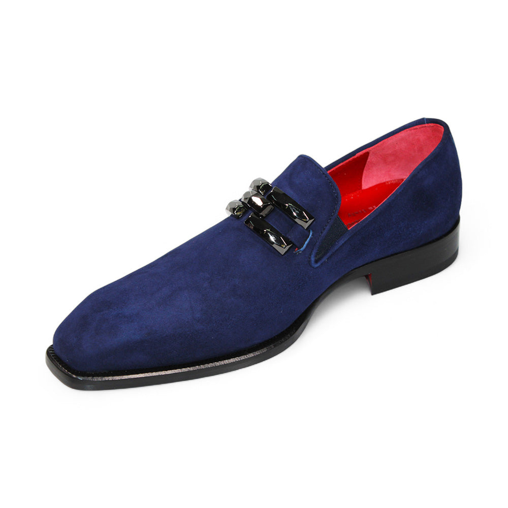 Emilio Franco Francesco Genuine Suede Loafers Navy