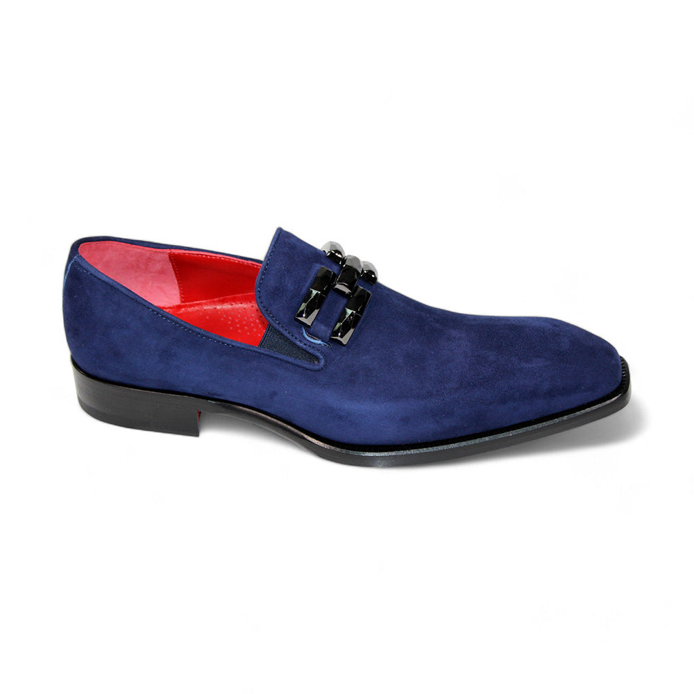 Emilio Franco Francesco Genuine Suede Loafers Navy