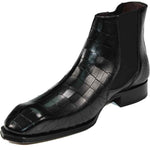 Emilio Franco Giotto Embossed Croco Leather Boots Black