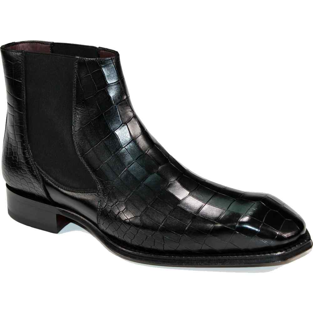 Emilio Franco Giotto Embossed Croco Leather Boots Black