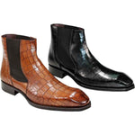 Emilio Franco Giotto Embossed Croco Leather Boots Cognac