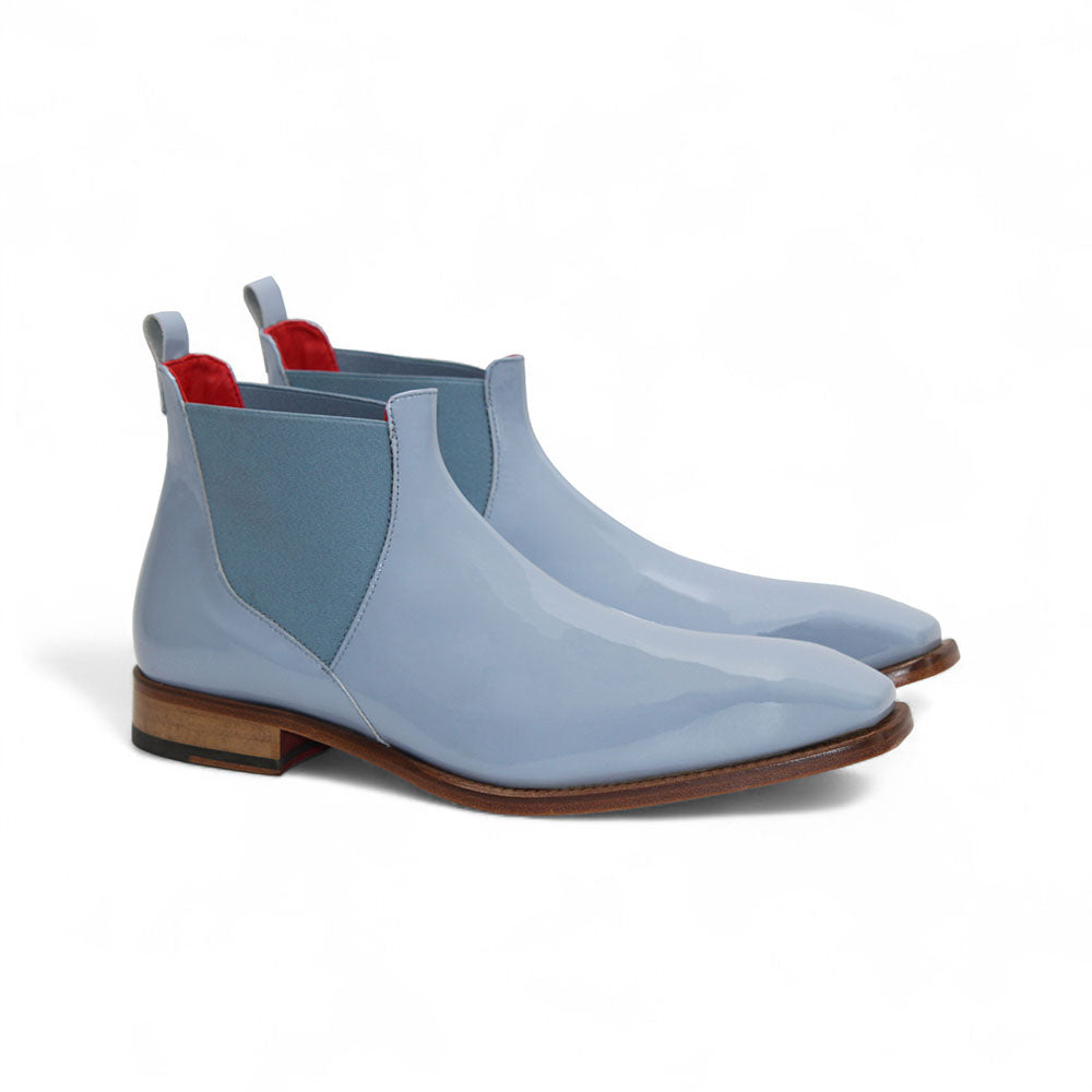 Emilio Franco Leonardo Patent Leather Boots Light Blue