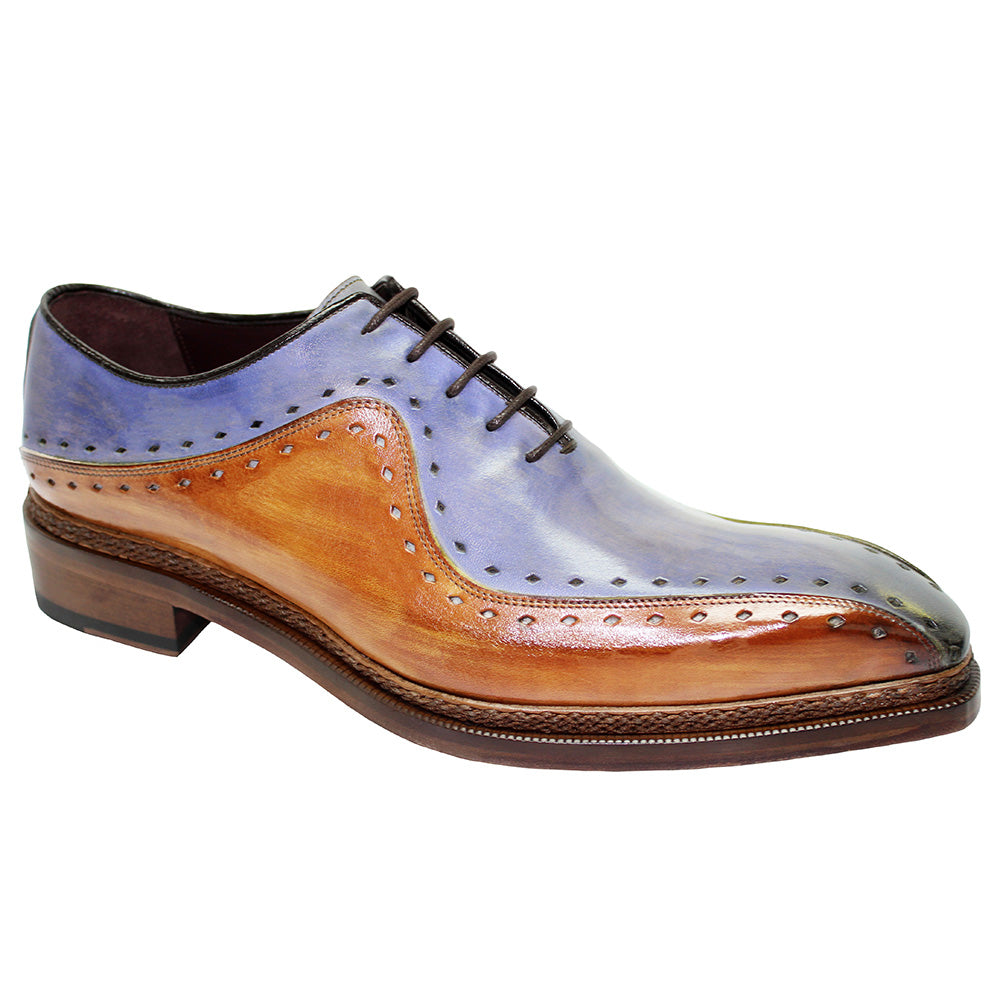 Emilio Franco Leopoldo Calfskin Shoes Cognac / Light Blue