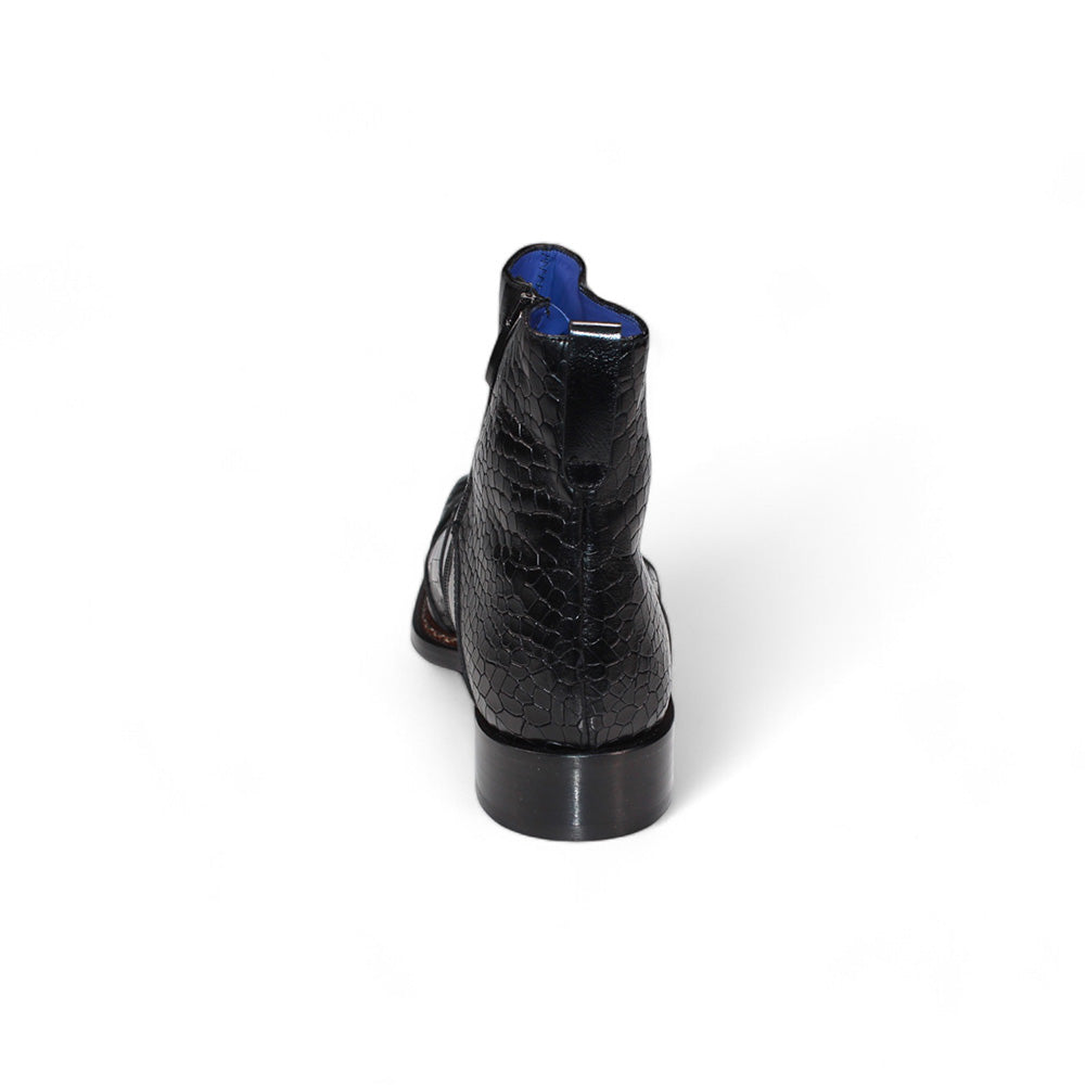 Emilio Franco Lucio Embossed Croco/ Tejus/ Snakeskin Boots Black
