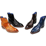 Emilio Franco Lucio Embossed Croco/ Tejus/ Snakeskin Boots Cognac