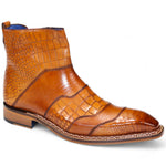 Emilio Franco Lucio Embossed Croco/ Tejus/ Snakeskin Boots Cognac