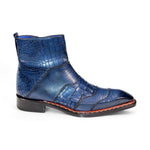 Emilio Franco Lucio Embossed Croco/ Tejus/ Snakeskin Boots Navy